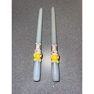 Bunny Easter Spring Candle Tapers Blue Vintage Rabbit 10" Unused